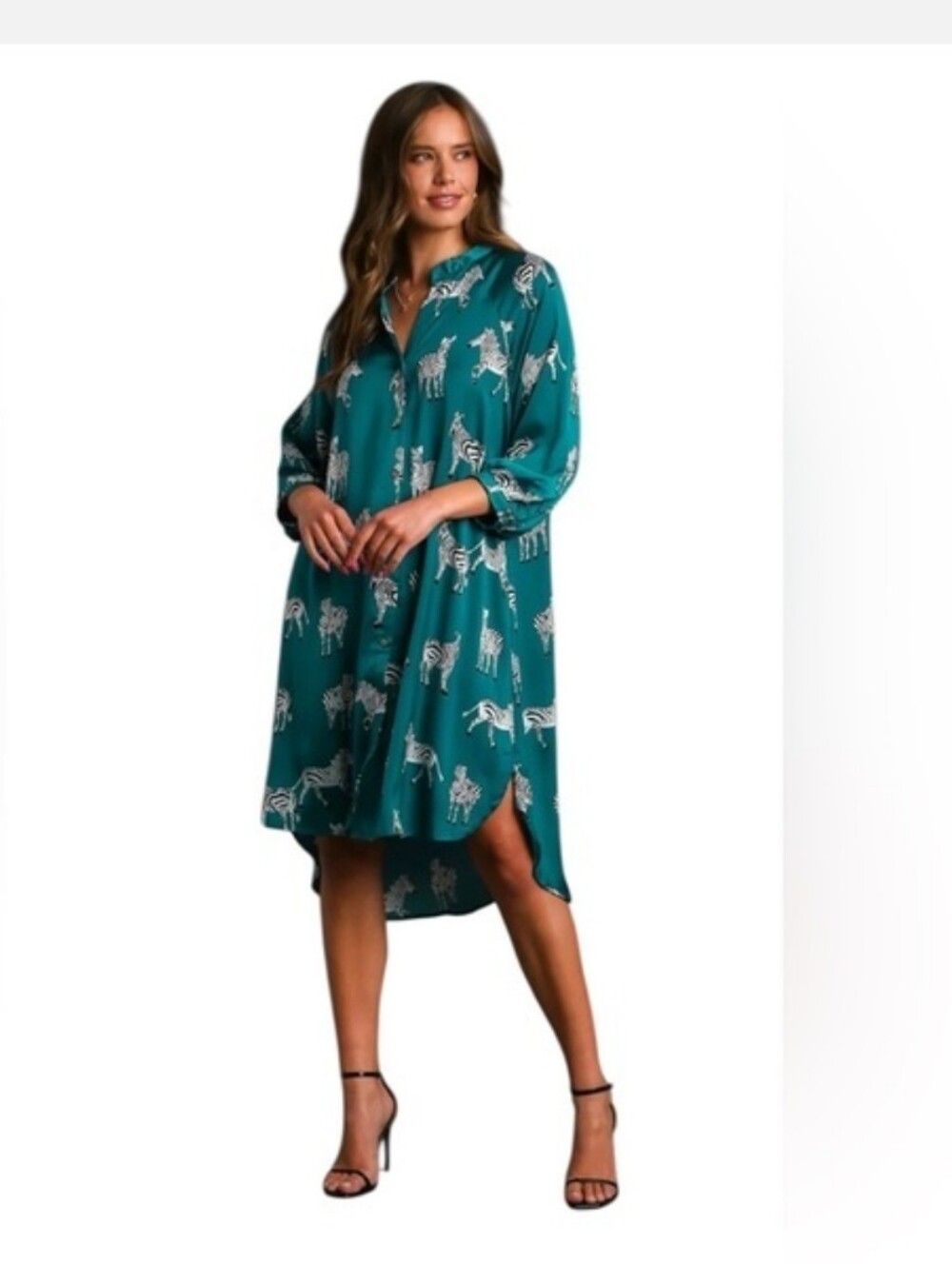 New Umgee Zebre Teal Oversize Long Dress